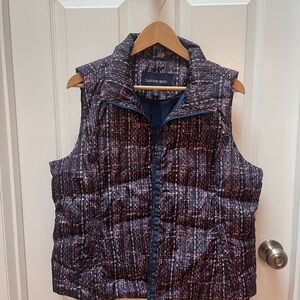 Lands' End Women's Blue Full Zip 600 Hyper Dry Down Puffer Winter Vest XL